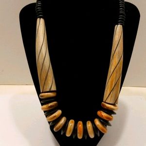 Black/Brown Wood BOHO Style Tribal Necklace
